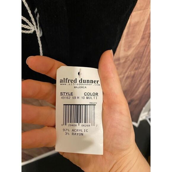 ALFRED DUNNER M Sweater NWT Multi Floral Embroidered Colorblock Black cream - Picture 5 of 9